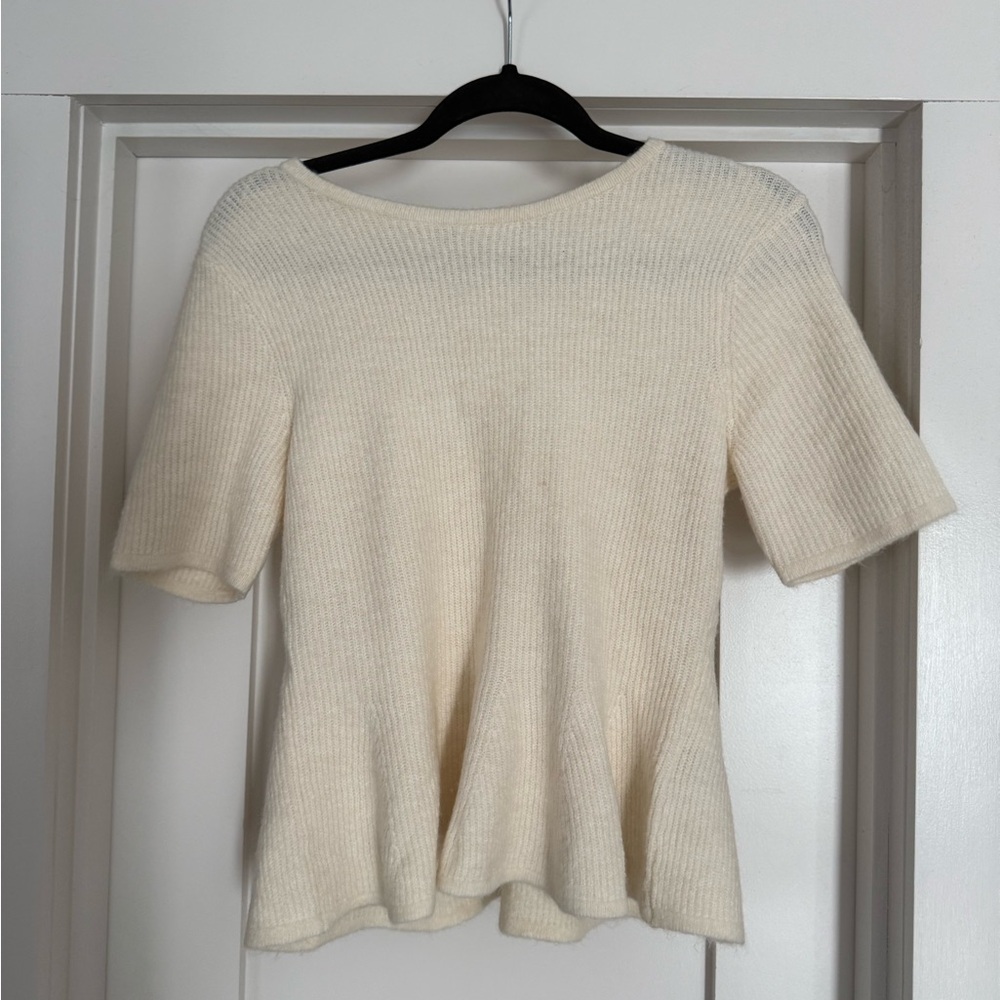 H&M Cream Ribbed Knit Top
